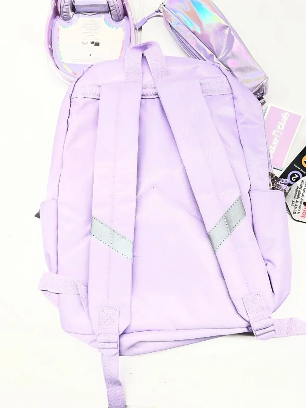 NEW Locker Club Kids' 16L Nylon Backpack with Headphone Pencil Pouch in Lavender